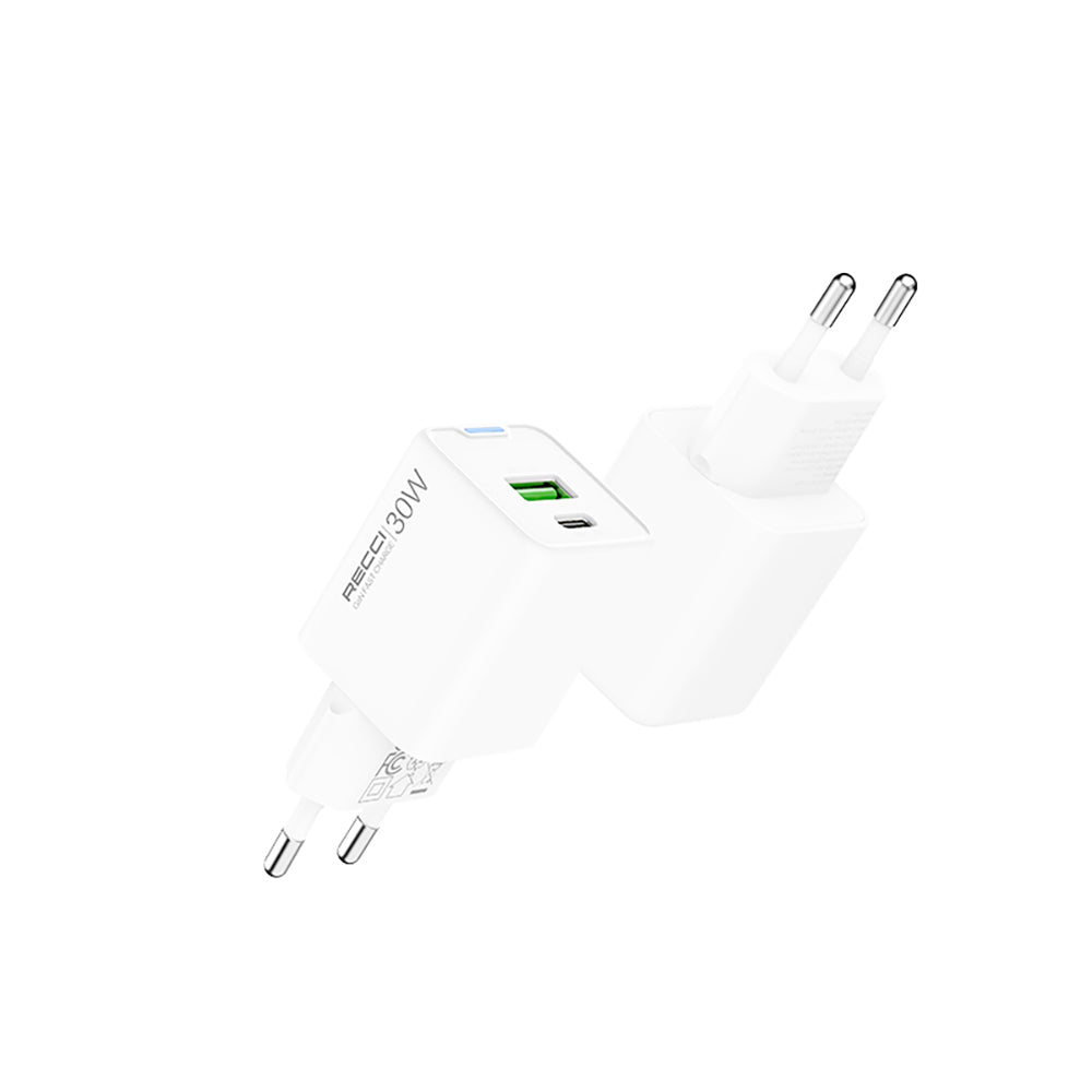 Recci RC107E Type-C PD & USB-A GaN Teknolojili Hızlı Şarj Başlığı 30W Recci RC107E Type-C PD & USB-A GaN Teknolojili Hızlı Şarj Başlığı 30W